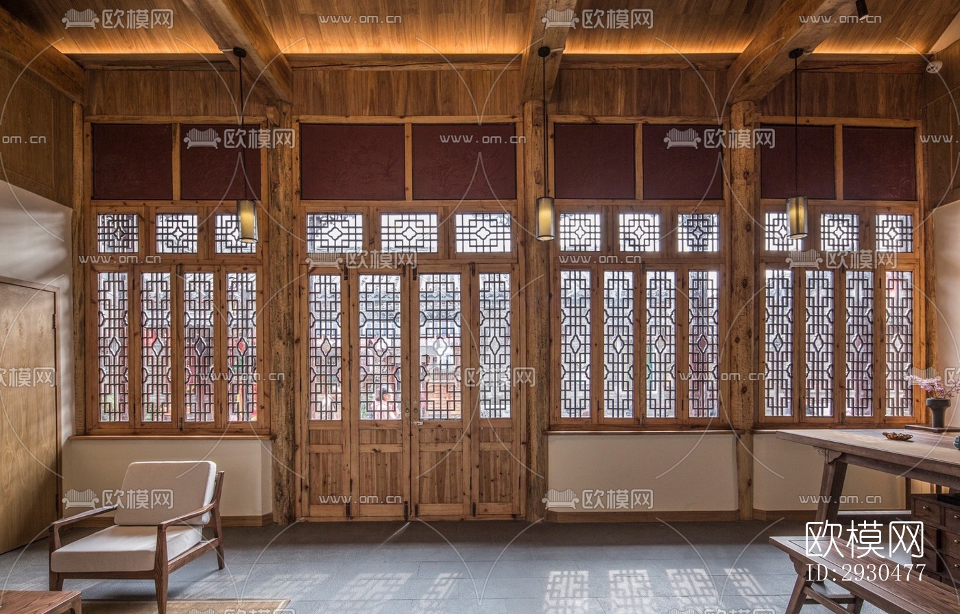 中式酒店民宿效果图下载（渲染图16）