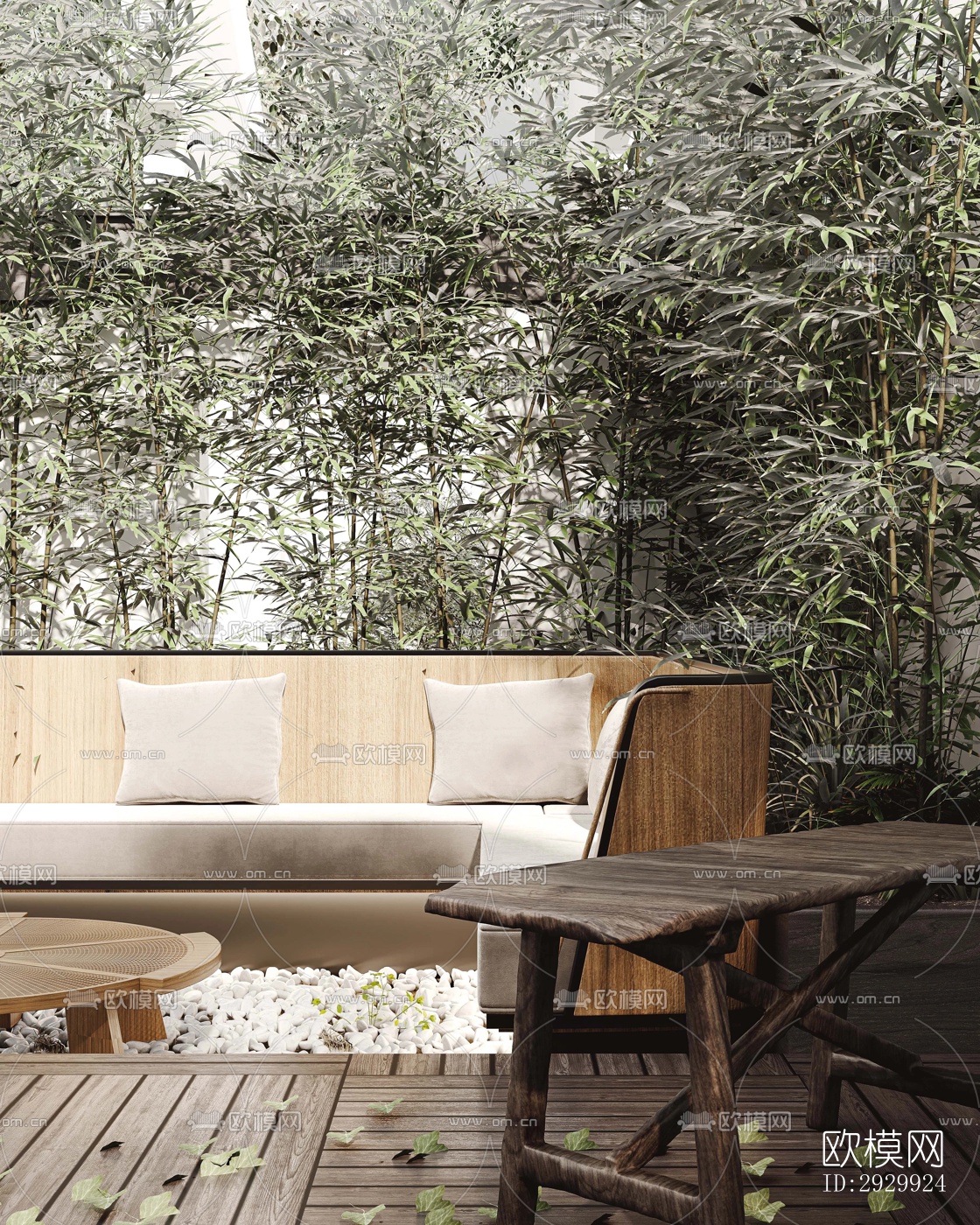 新中式居住景观效果图下载（渲染图4）