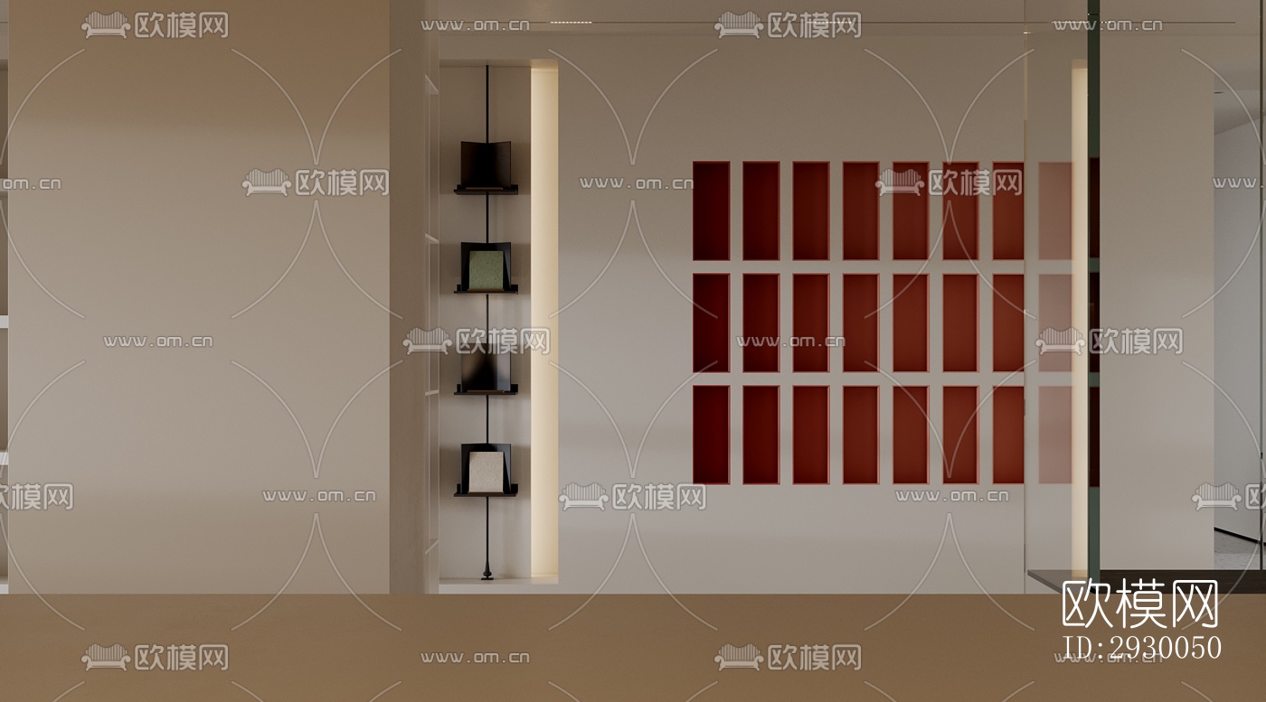 奶油风展览展厅效果图下载（渲染图16）