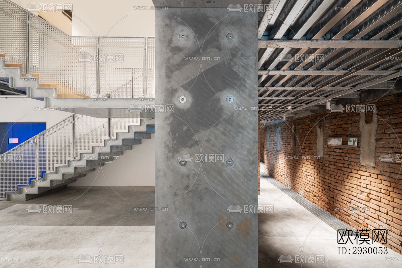 工业风展览展厅效果图下载（渲染图2）