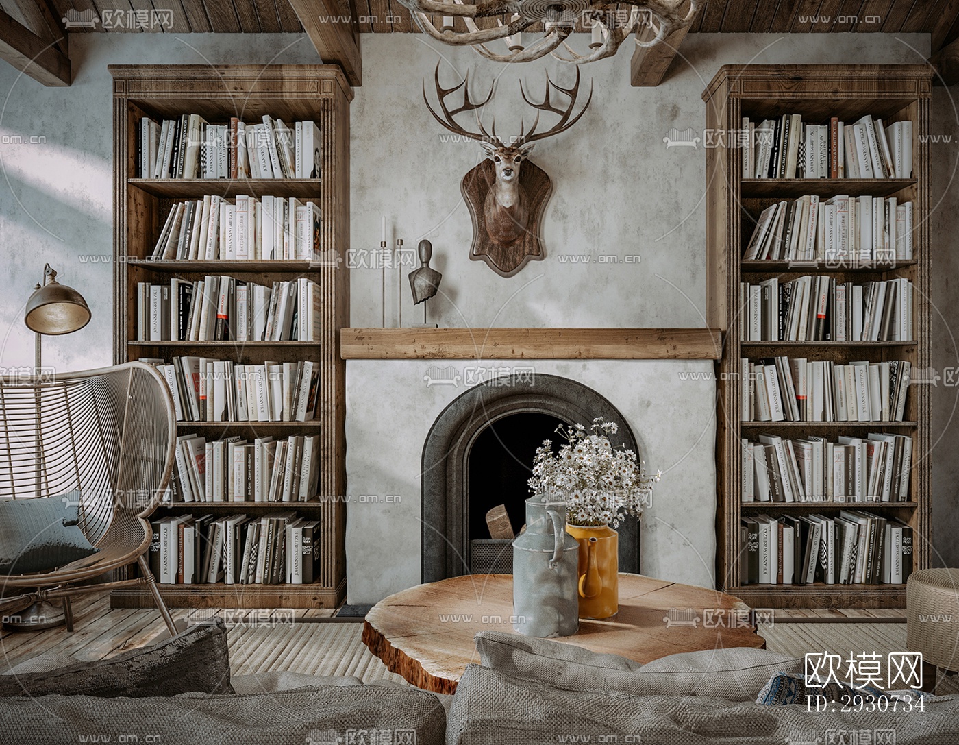 美式酒店民宿效果图下载（渲染图7）