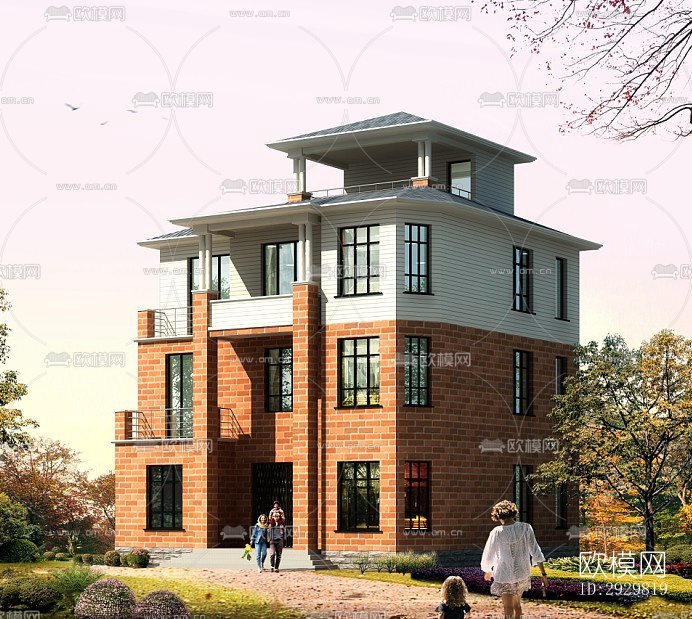 欧式居住建筑效果图下载