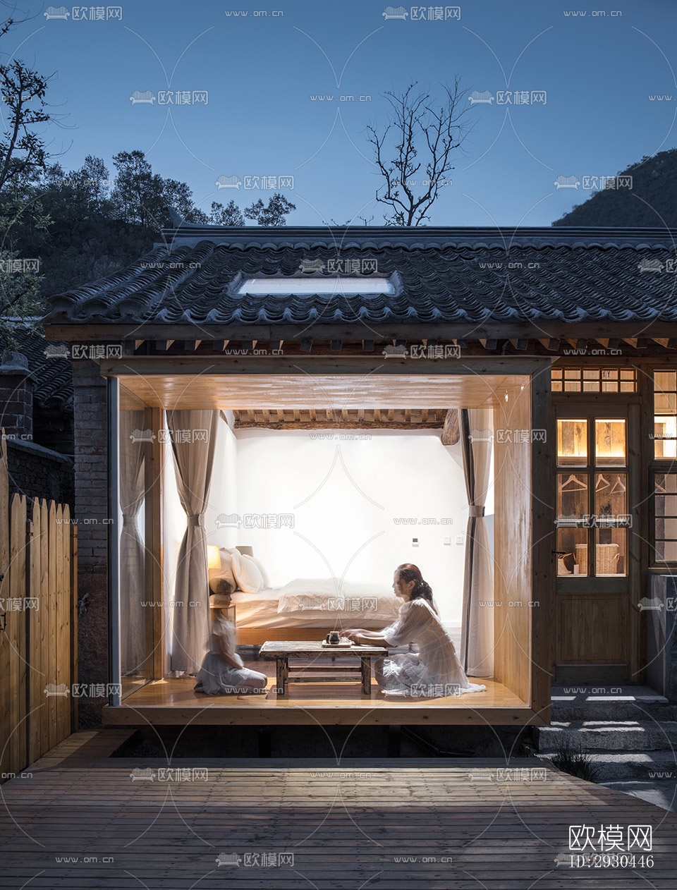 中式酒店民宿效果图下载（渲染图9）