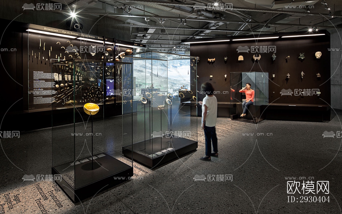 高级灰展览展厅效果图下载（渲染图2）