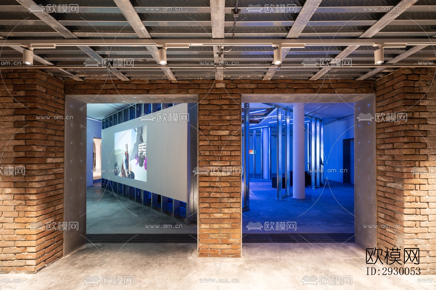 工业风展览展厅效果图下载（渲染图3）