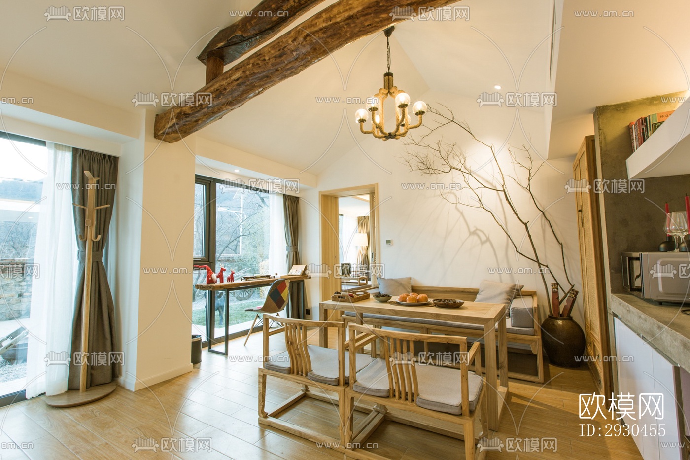 中式酒店民宿效果图下载（渲染图12）