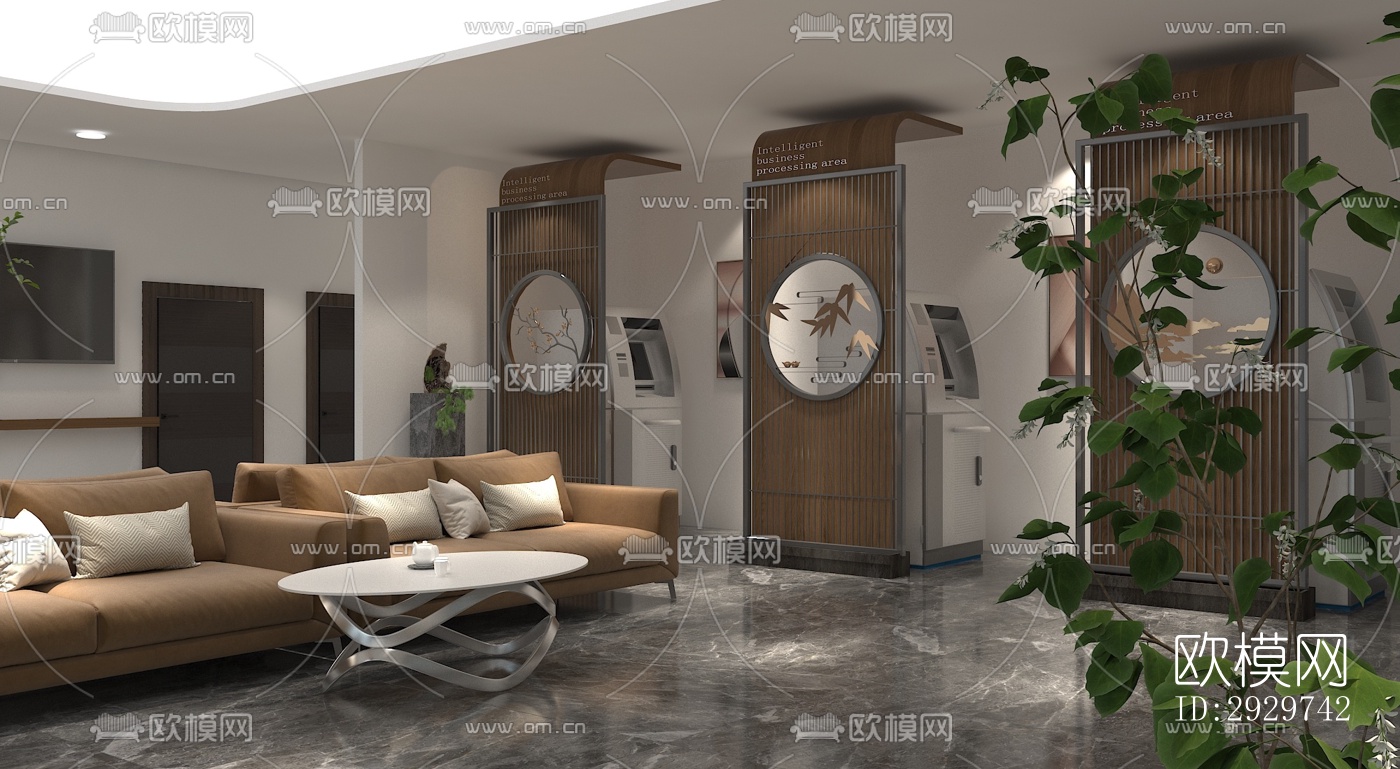 新中式银行效果图下载（渲染图7）