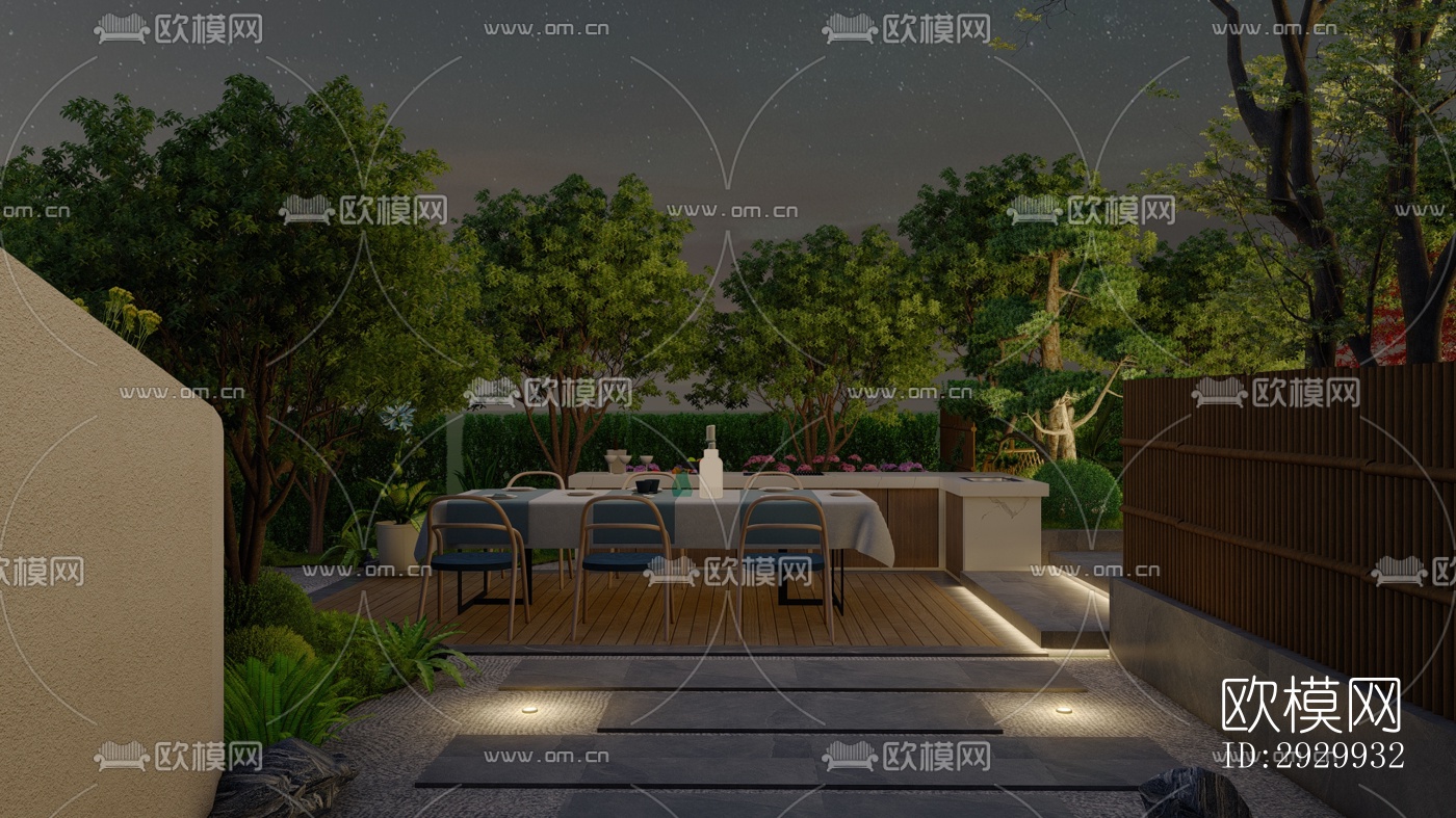 日式居住景观效果图下载（渲染图1）