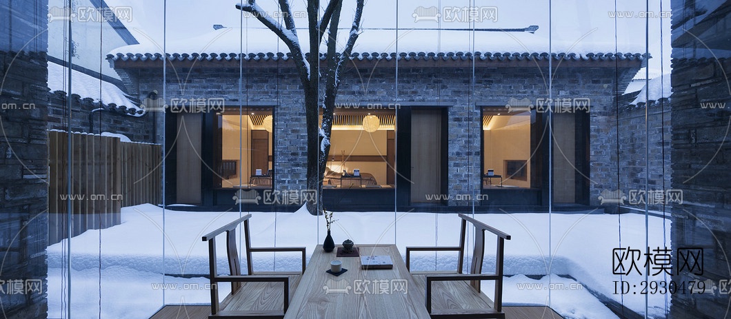 中式酒店民宿效果图下载（渲染图9）