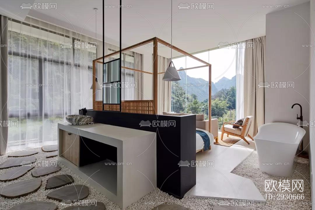 现代酒店民宿效果图下载（渲染图4）