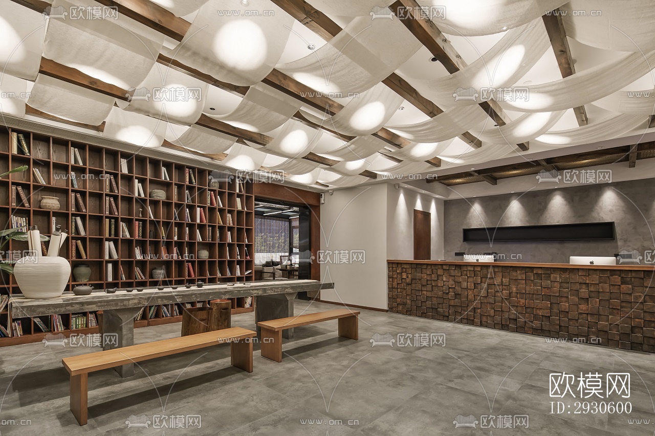 新中式酒店民宿效果图下载（渲染图3）