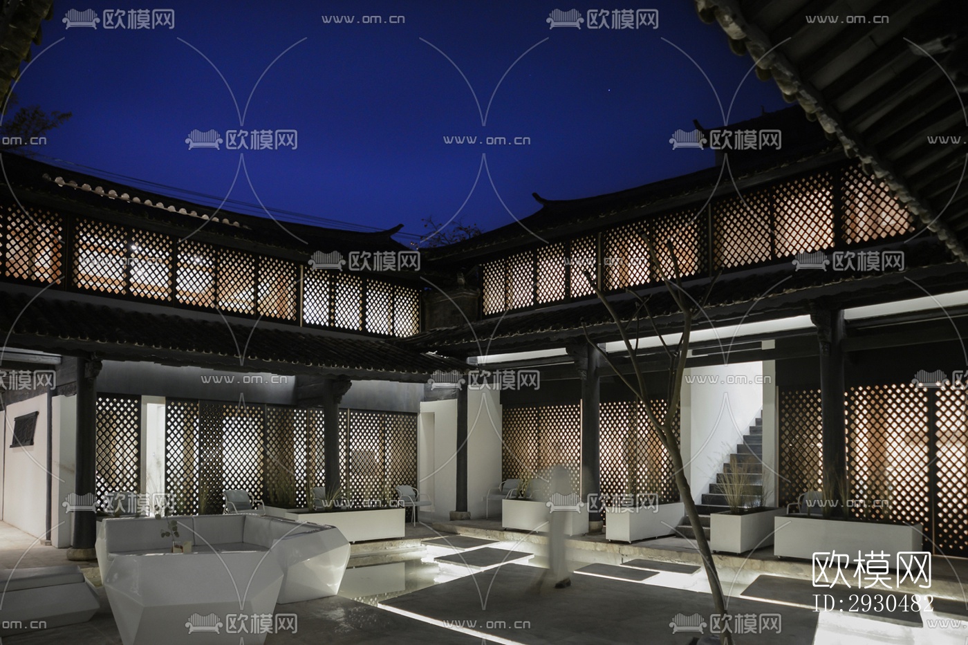 中式酒店民宿效果图下载（渲染图2）