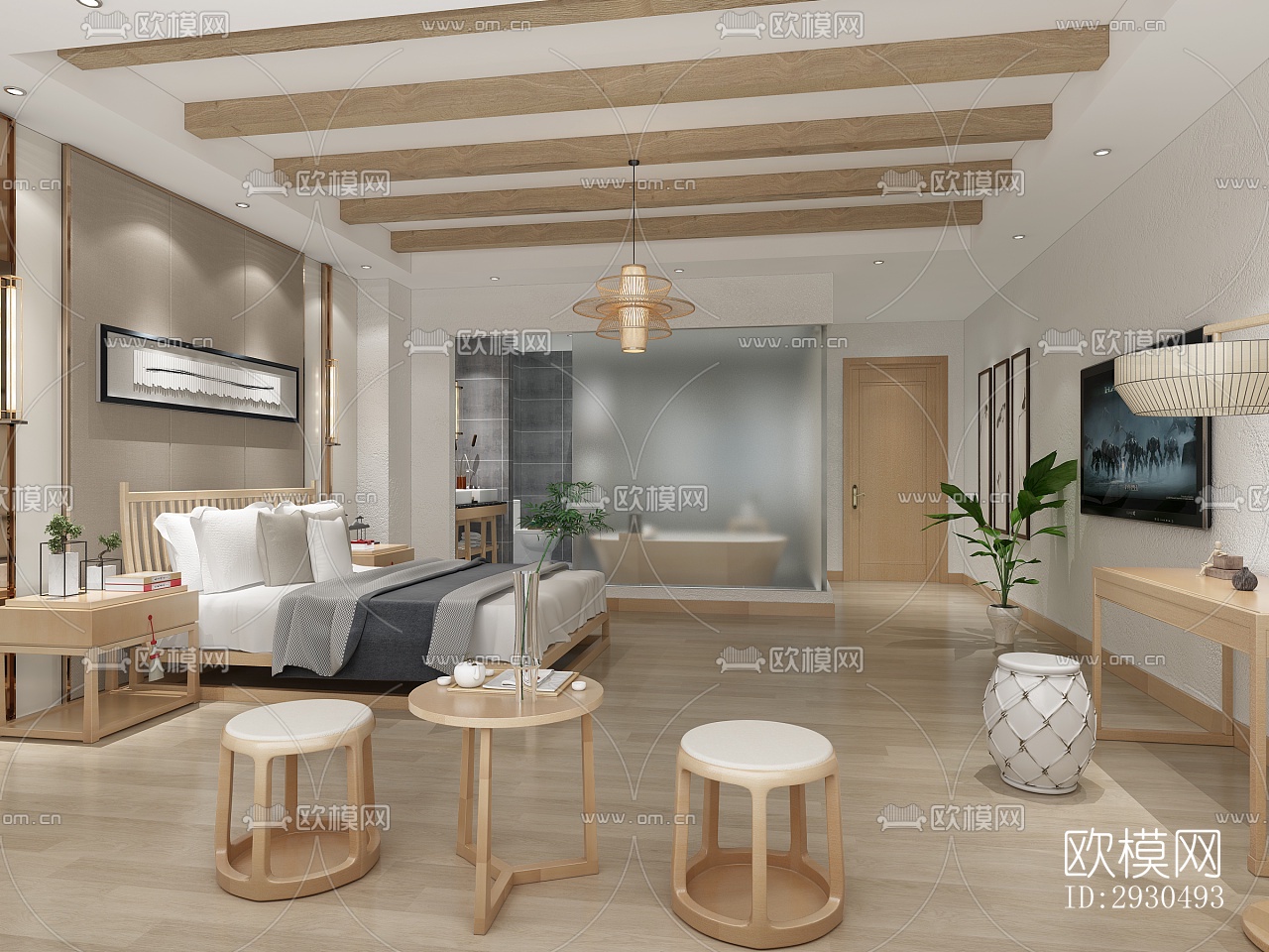 中式酒店民宿效果图下载（渲染图3）