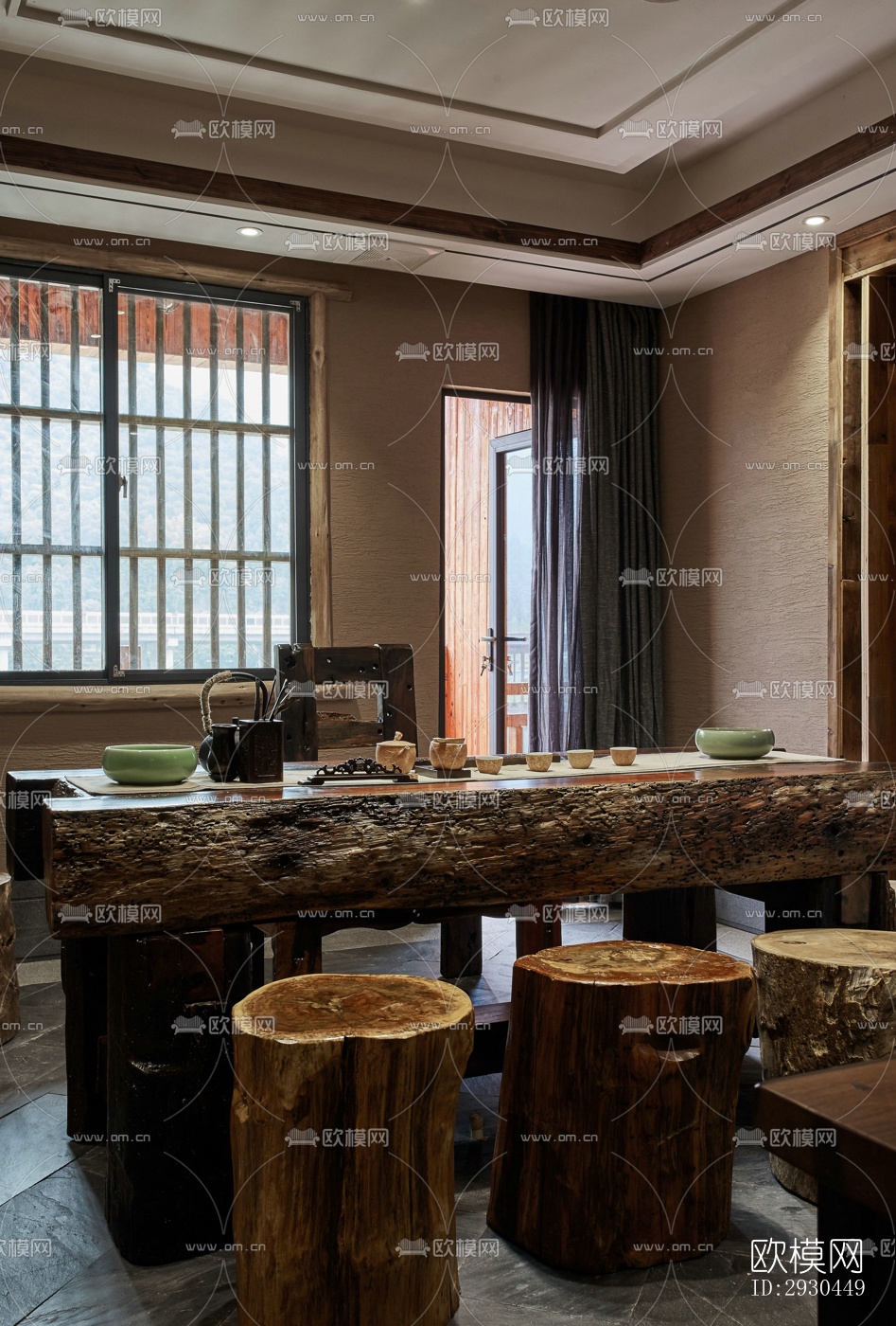 中式酒店民宿效果图下载（渲染图13）