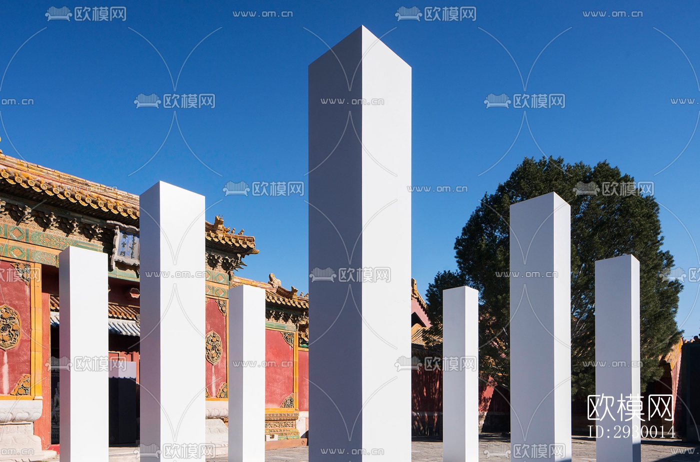 中式展览展厅效果图下载（渲染图1）