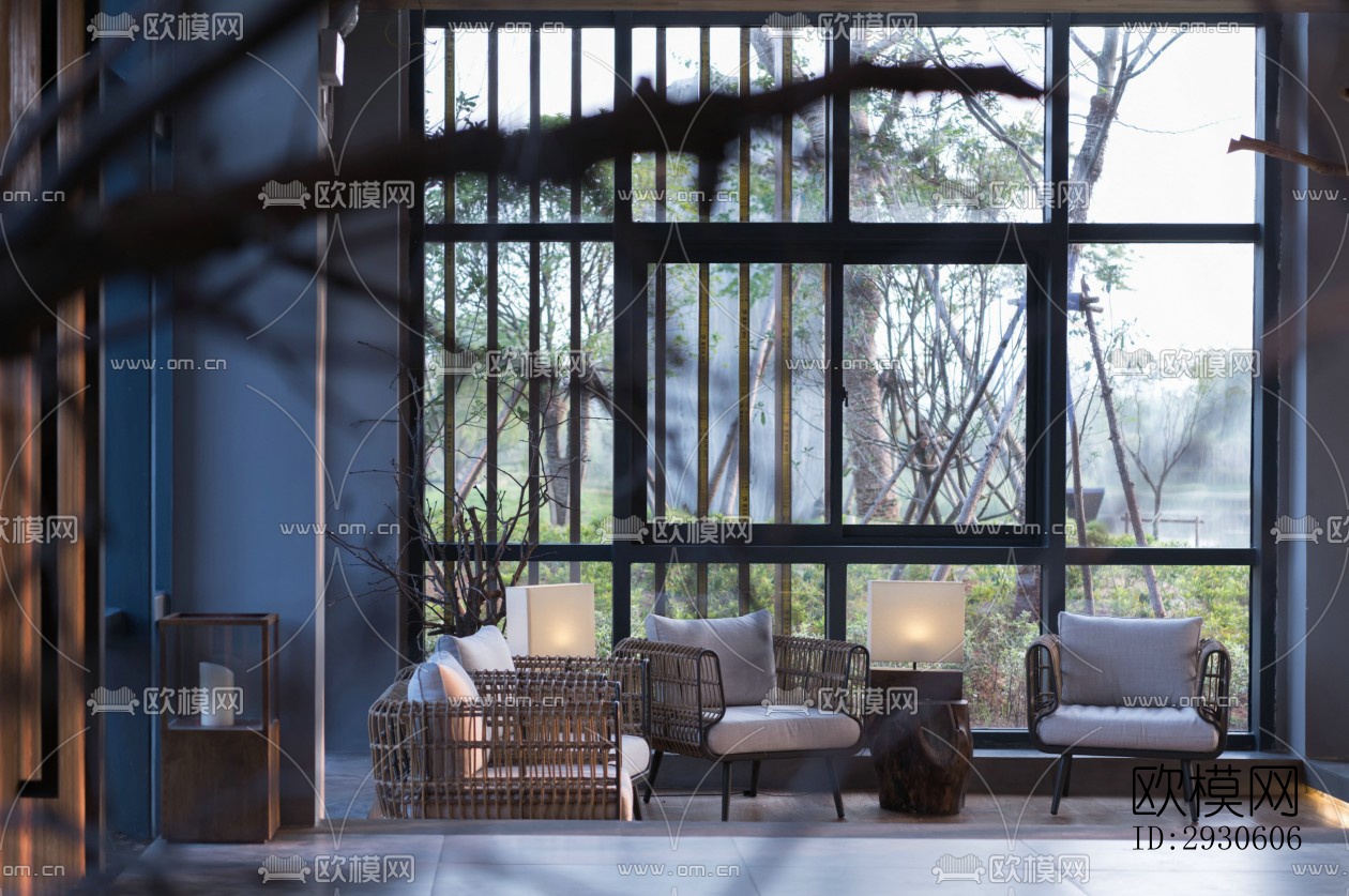 新中式酒店民宿效果图下载（渲染图2）