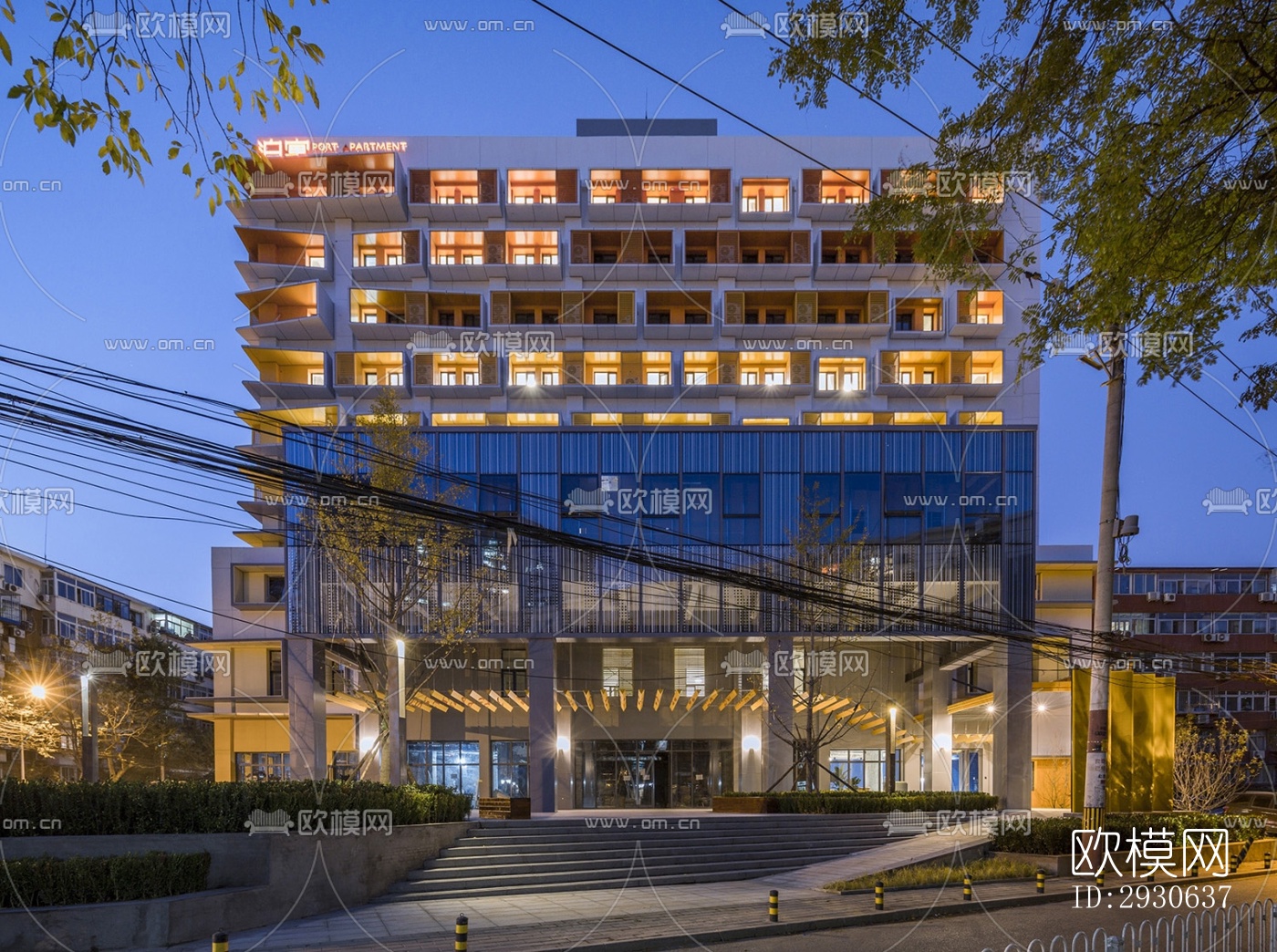 现代酒店民宿效果图下载（渲染图12）