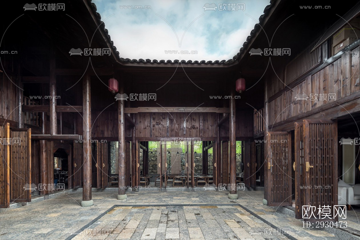 中式酒店民宿效果图下载（渲染图4）