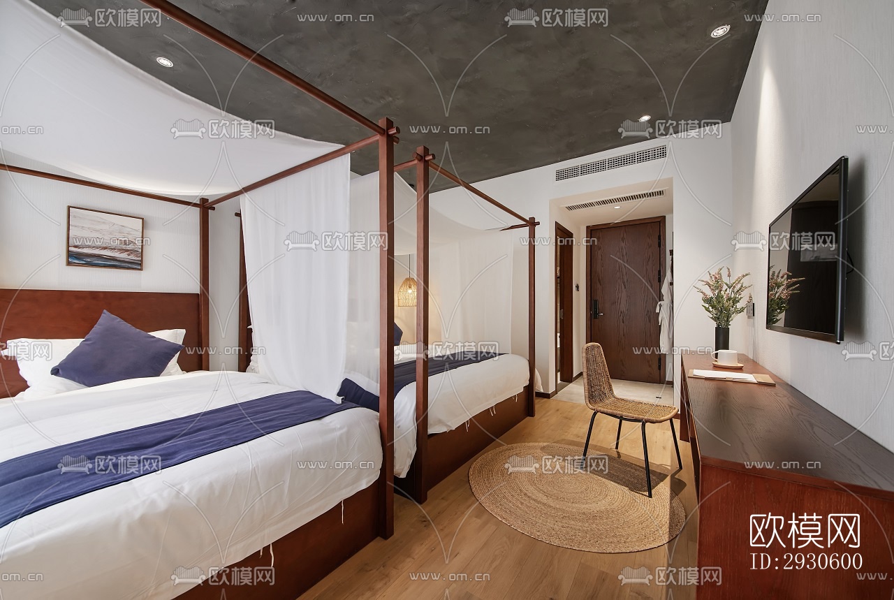 新中式酒店民宿效果图下载（渲染图9）