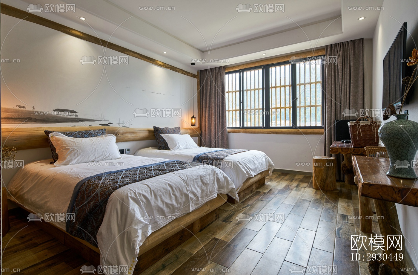 中式酒店民宿效果图下载（渲染图16）