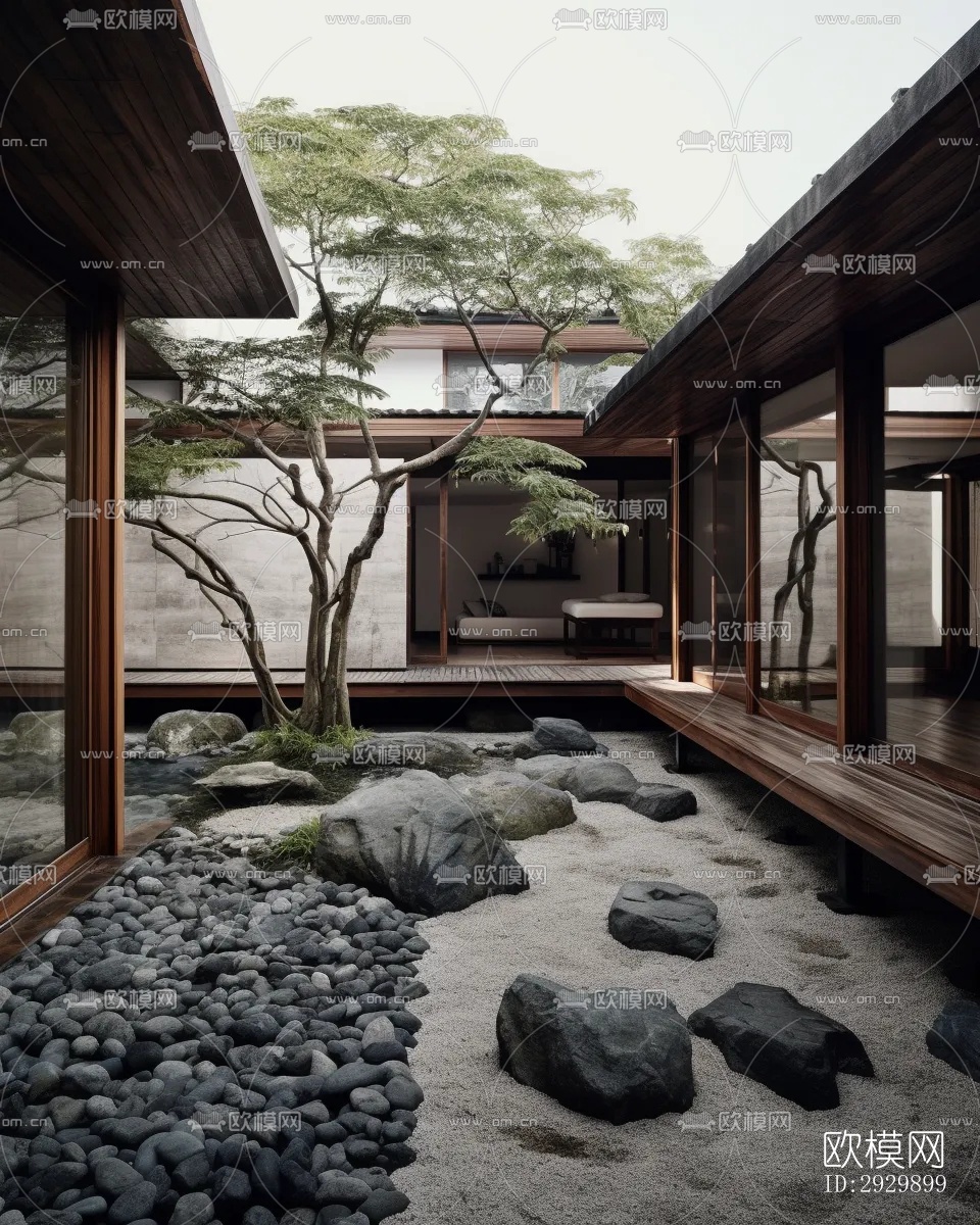 新中式居住景观效果图下载（渲染图6）