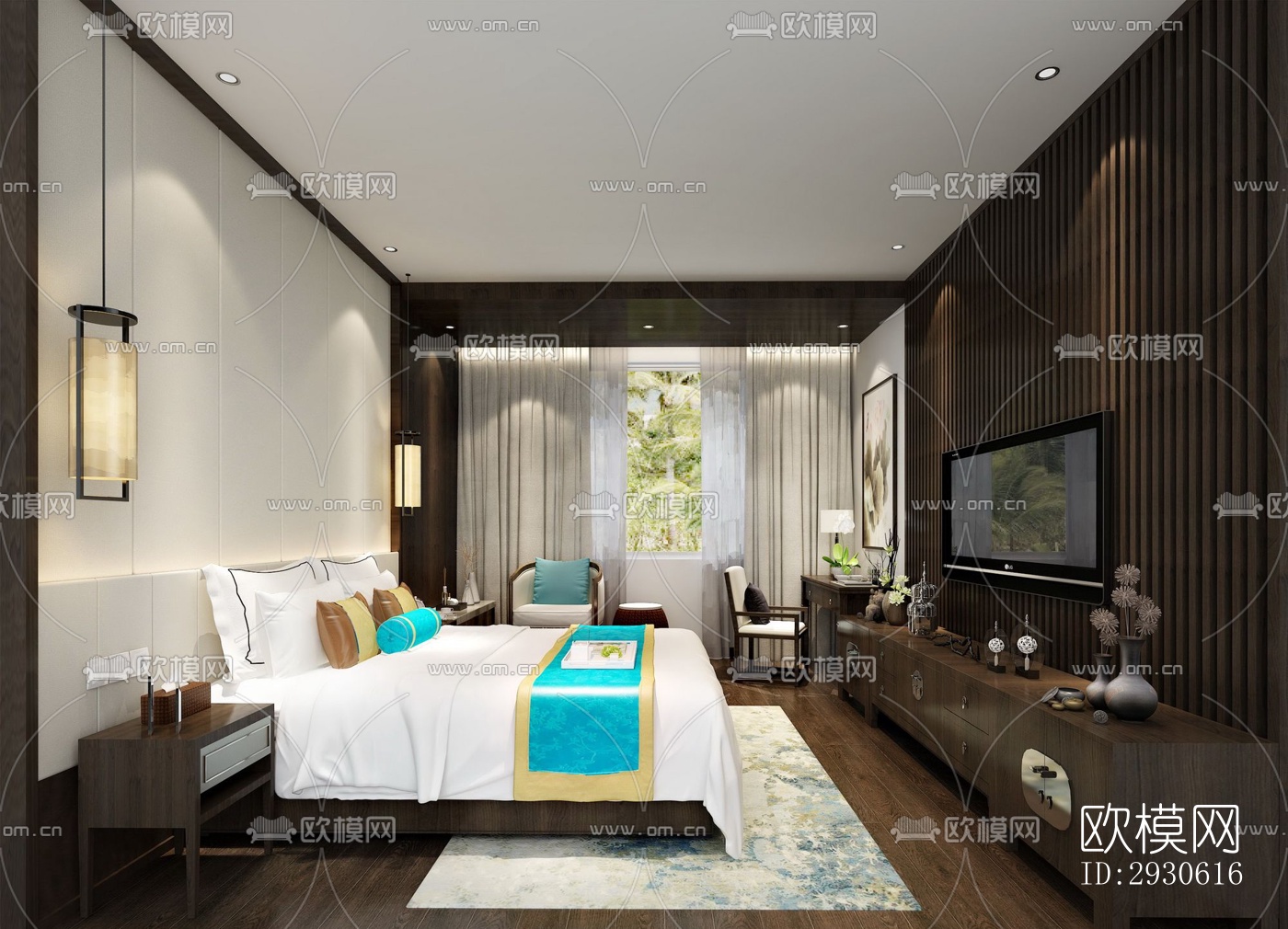 新中式酒店民宿效果图下载（渲染图8）