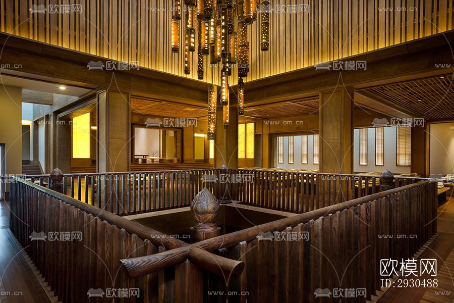 中式酒店民宿效果图下载（渲染图1）