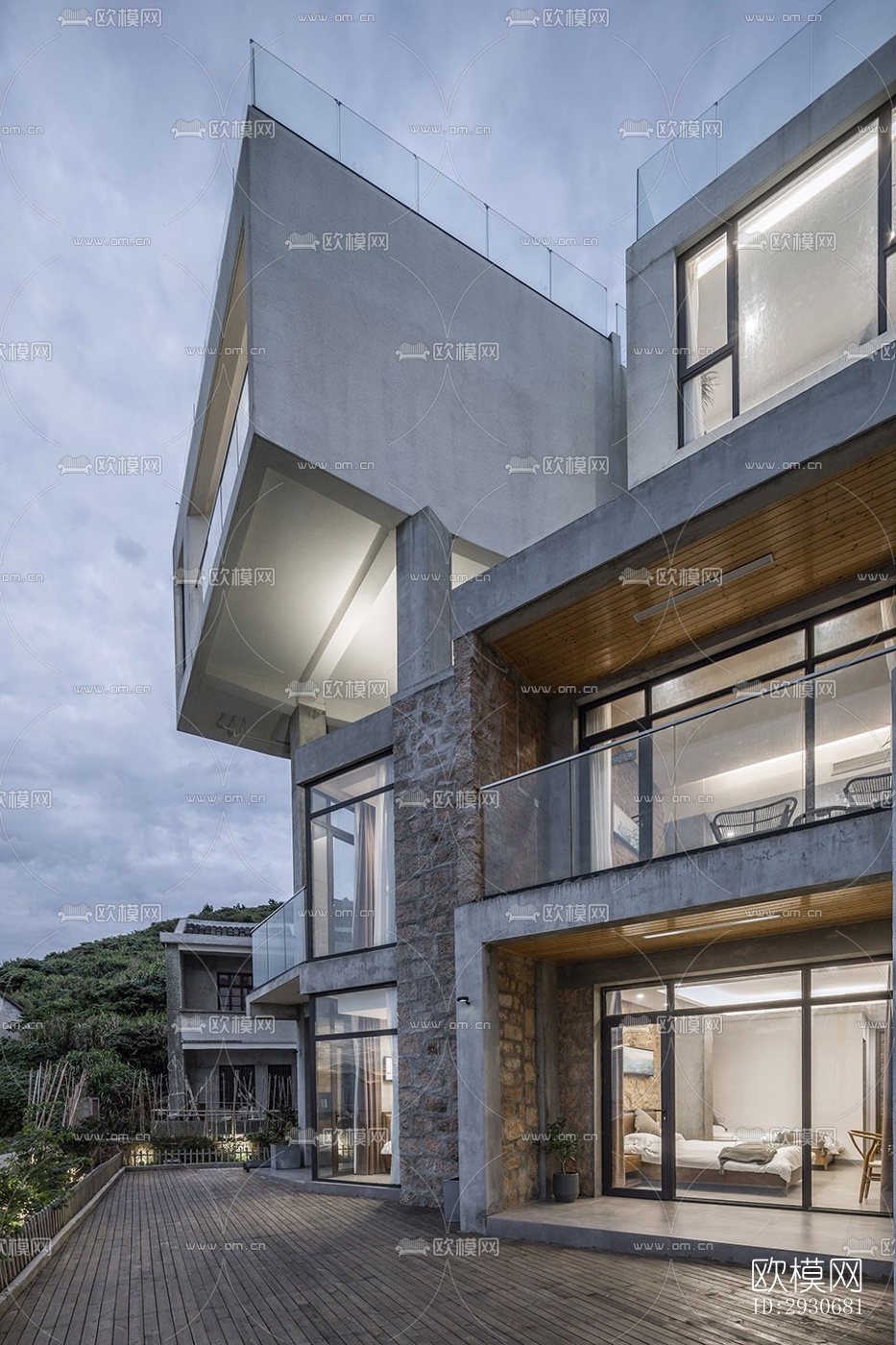 现代酒店民宿效果图下载（渲染图1）