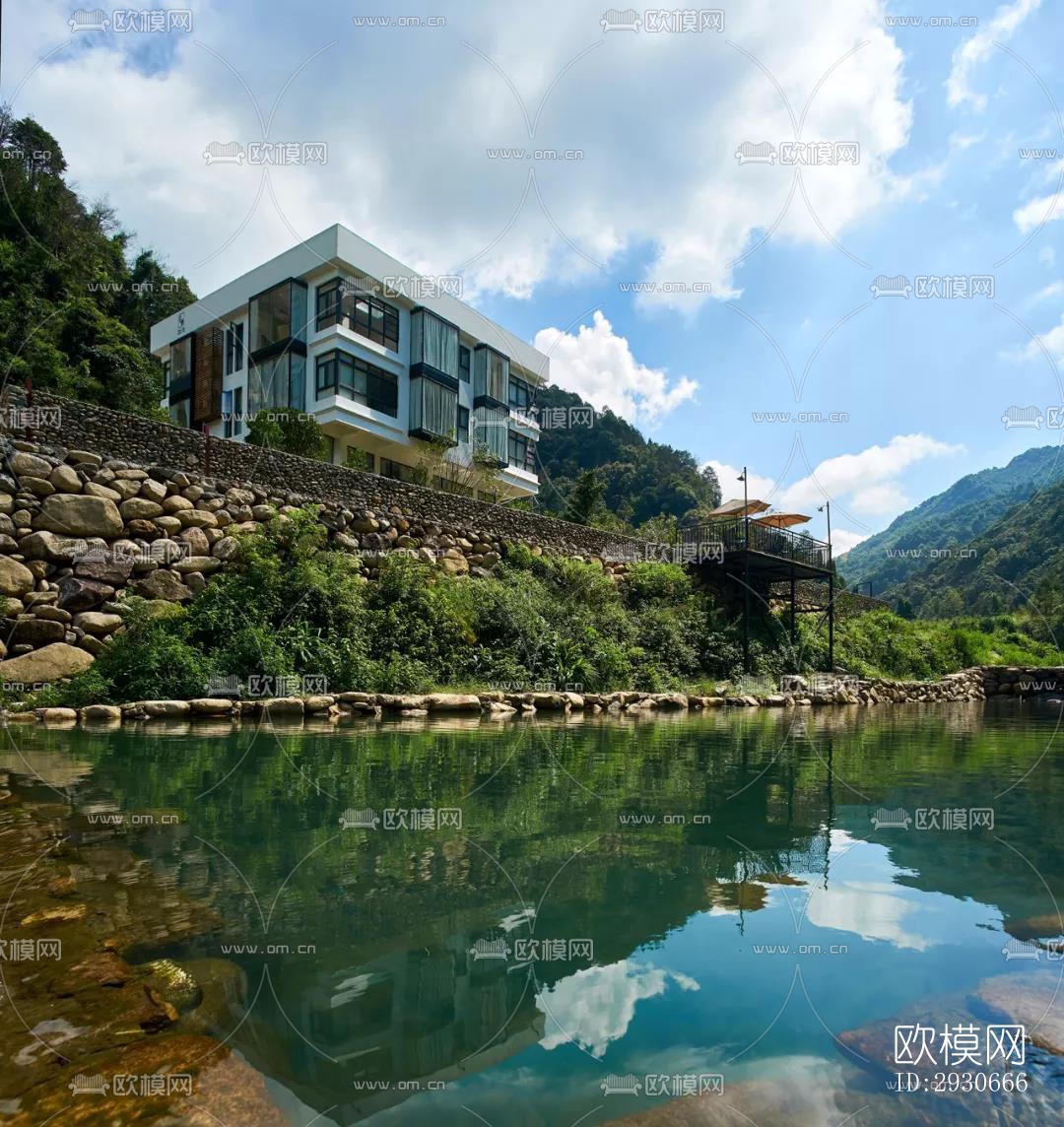 现代酒店民宿效果图下载（渲染图1）