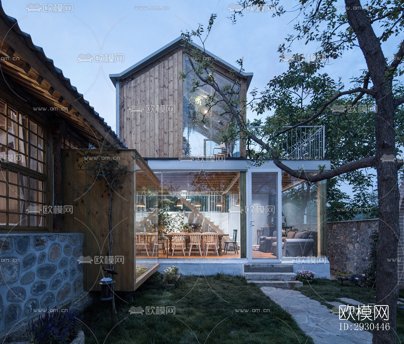 中式酒店民宿效果图下载（渲染图4）