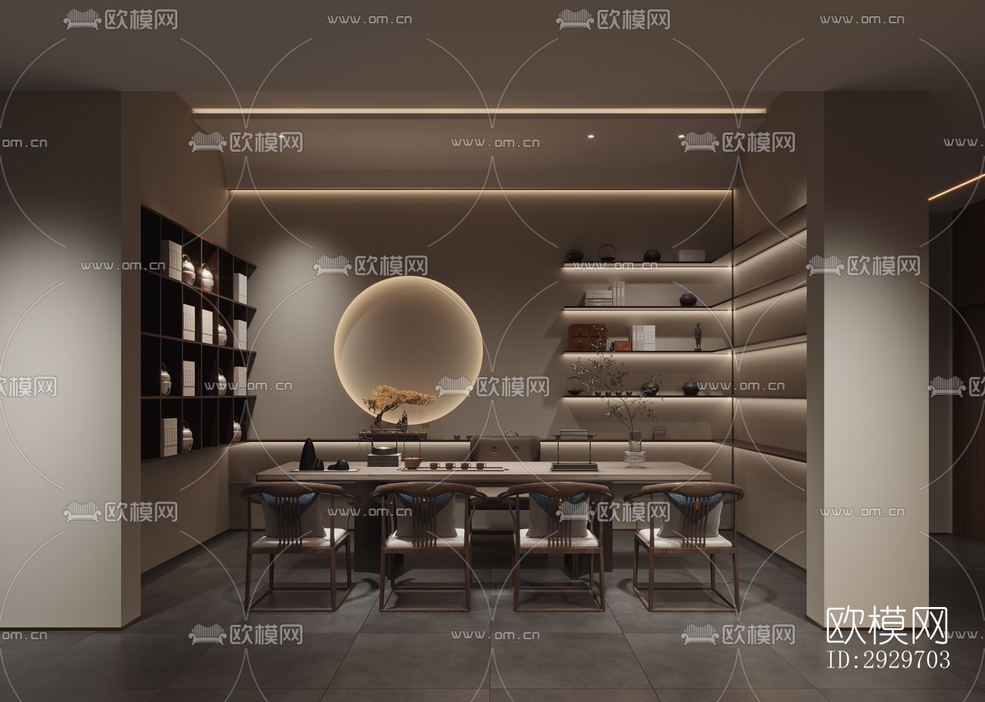 新中式美术博物馆效果图下载（渲染图13）