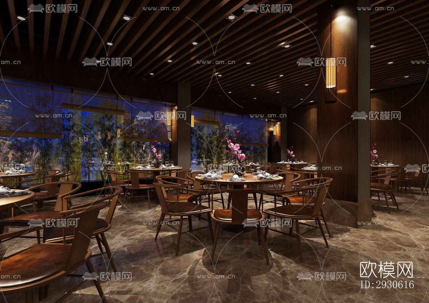 新中式酒店民宿效果图下载（渲染图4）