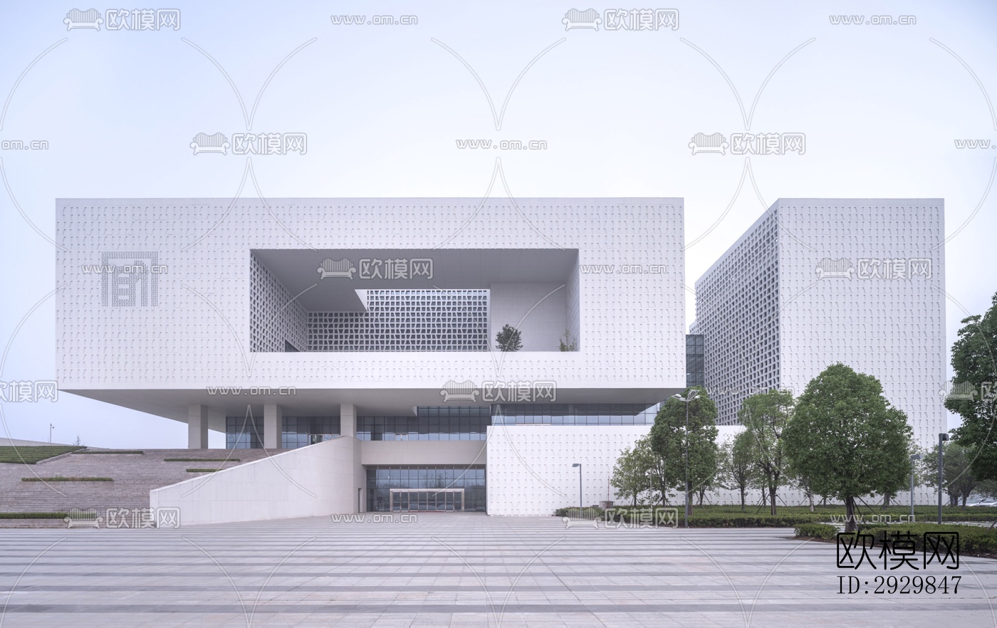 现代文体建筑效果图下载（渲染图1）