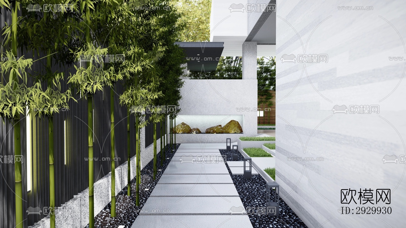 新中式居住景观效果图下载（渲染图8）