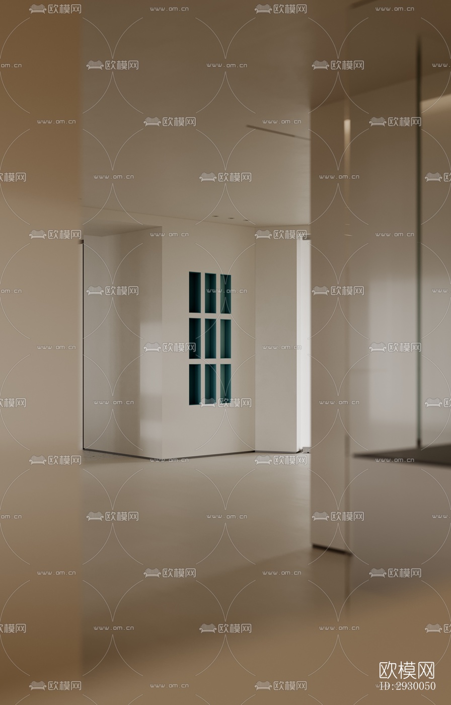 奶油风展览展厅效果图下载（渲染图15）