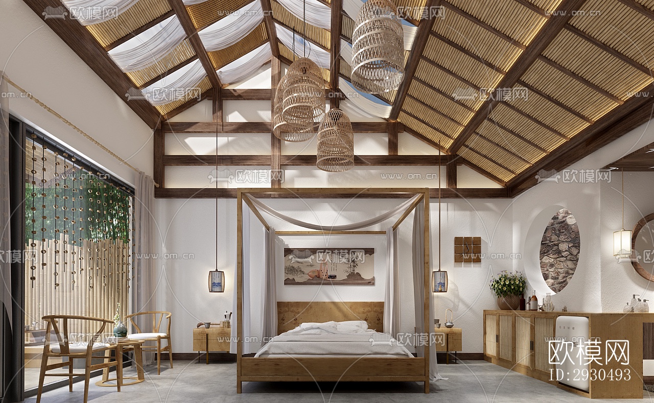 中式酒店民宿效果图下载（渲染图5）