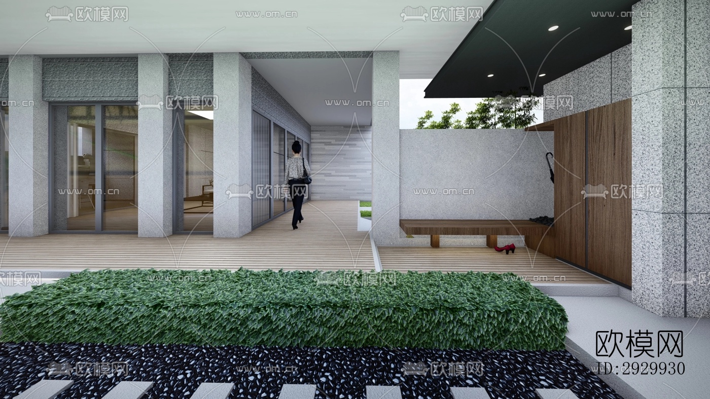 新中式居住景观效果图下载（渲染图5）