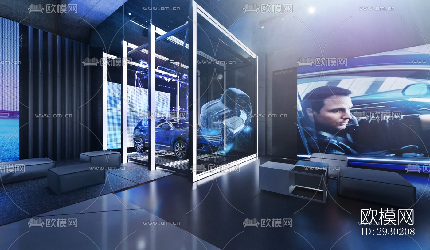 现代展览展厅效果图下载（渲染图1）