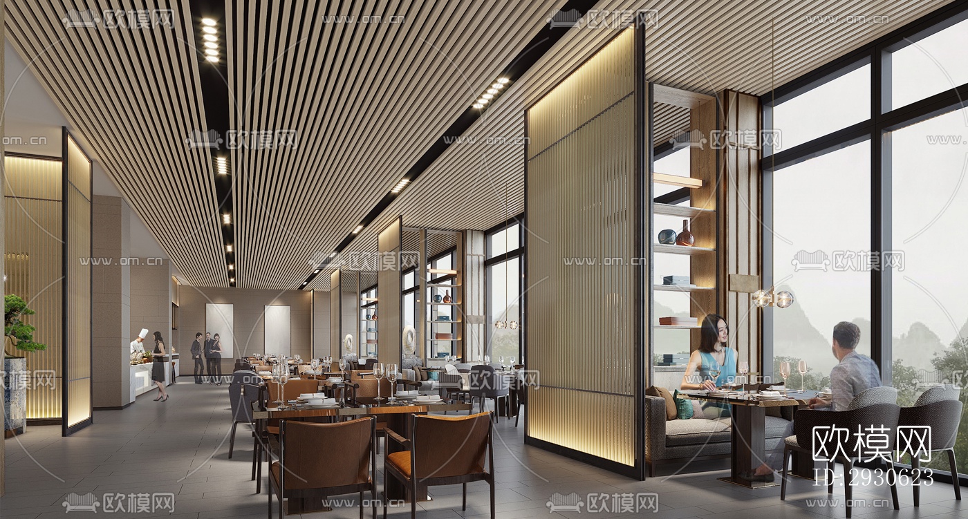 新中式酒店民宿效果图下载（渲染图8）