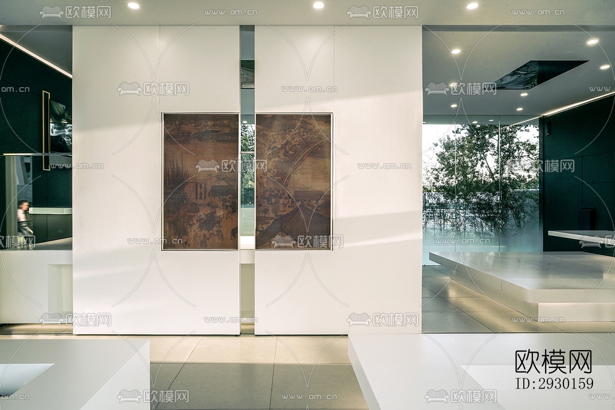 现代展览展厅效果图下载（渲染图1）