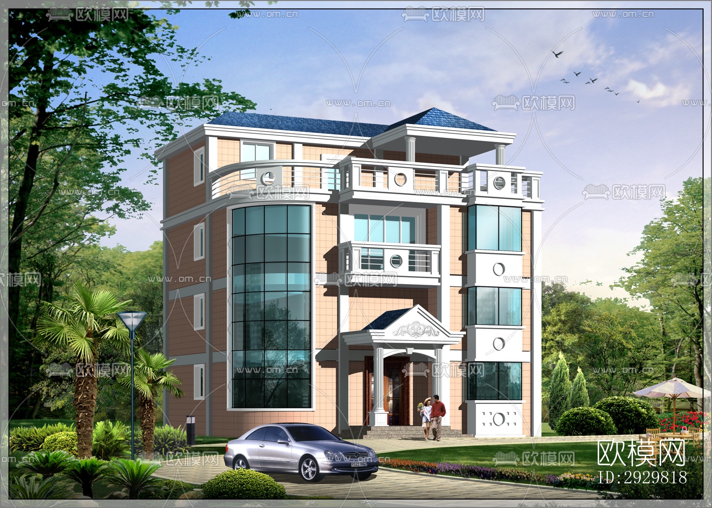 欧式居住建筑效果图下载