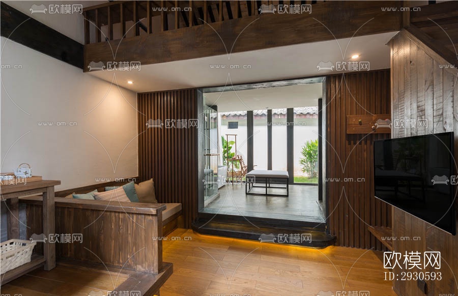 新中式酒店民宿效果图下载（渲染图2）