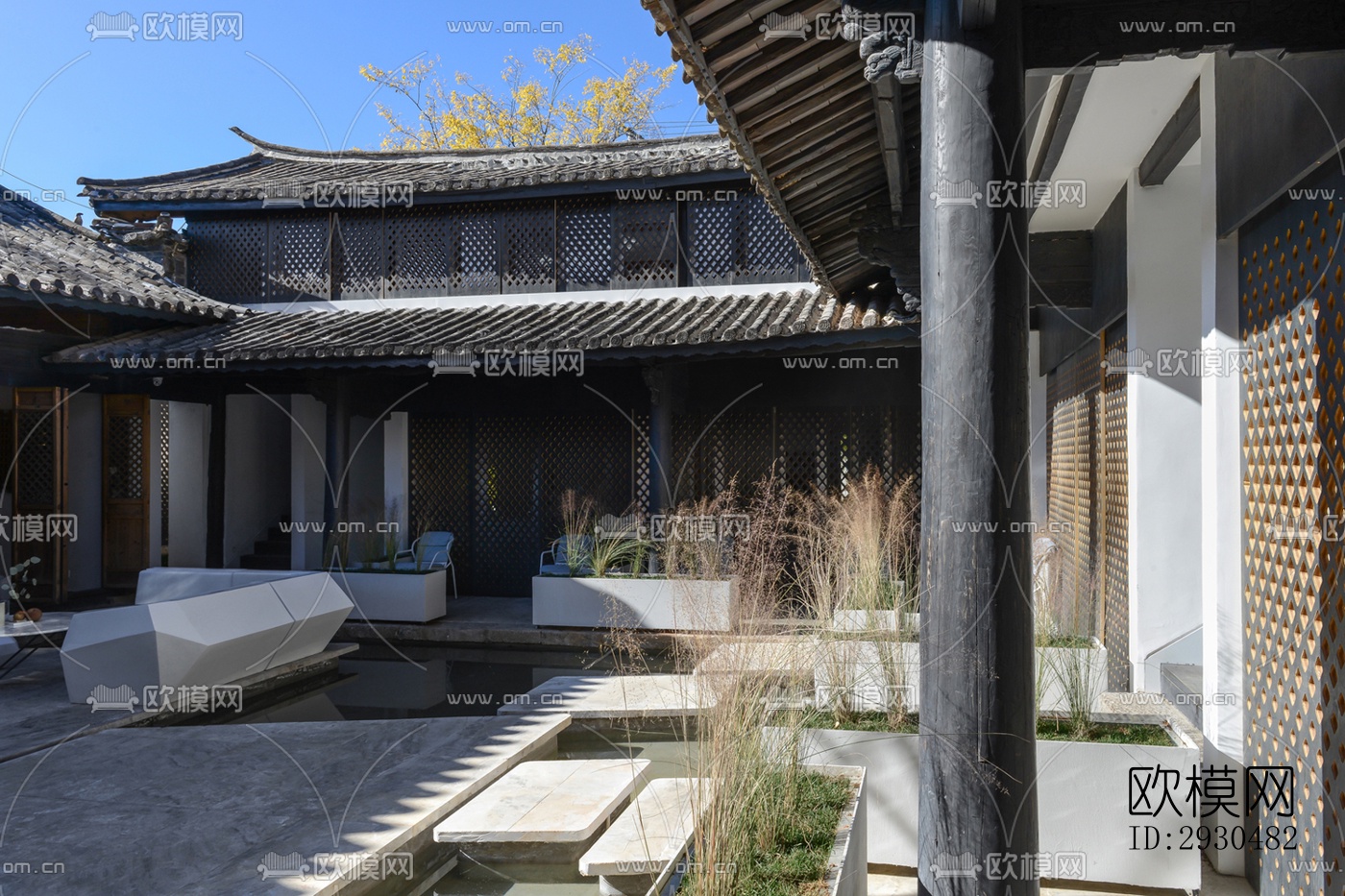 中式酒店民宿效果图下载（渲染图14）