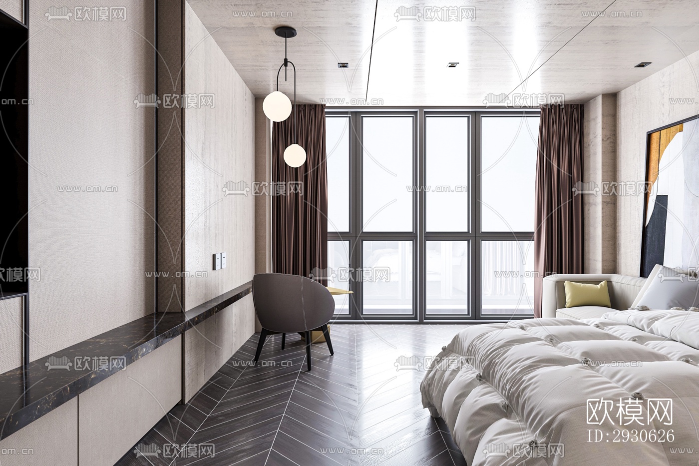 新中式酒店民宿效果图下载（渲染图15）