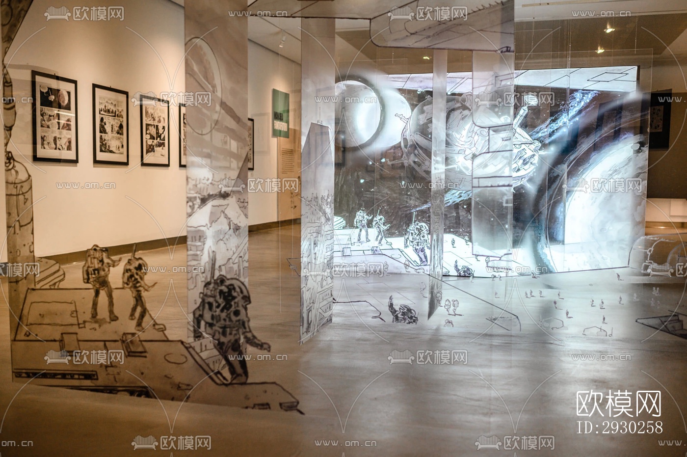 现代展览展厅效果图下载（渲染图1）