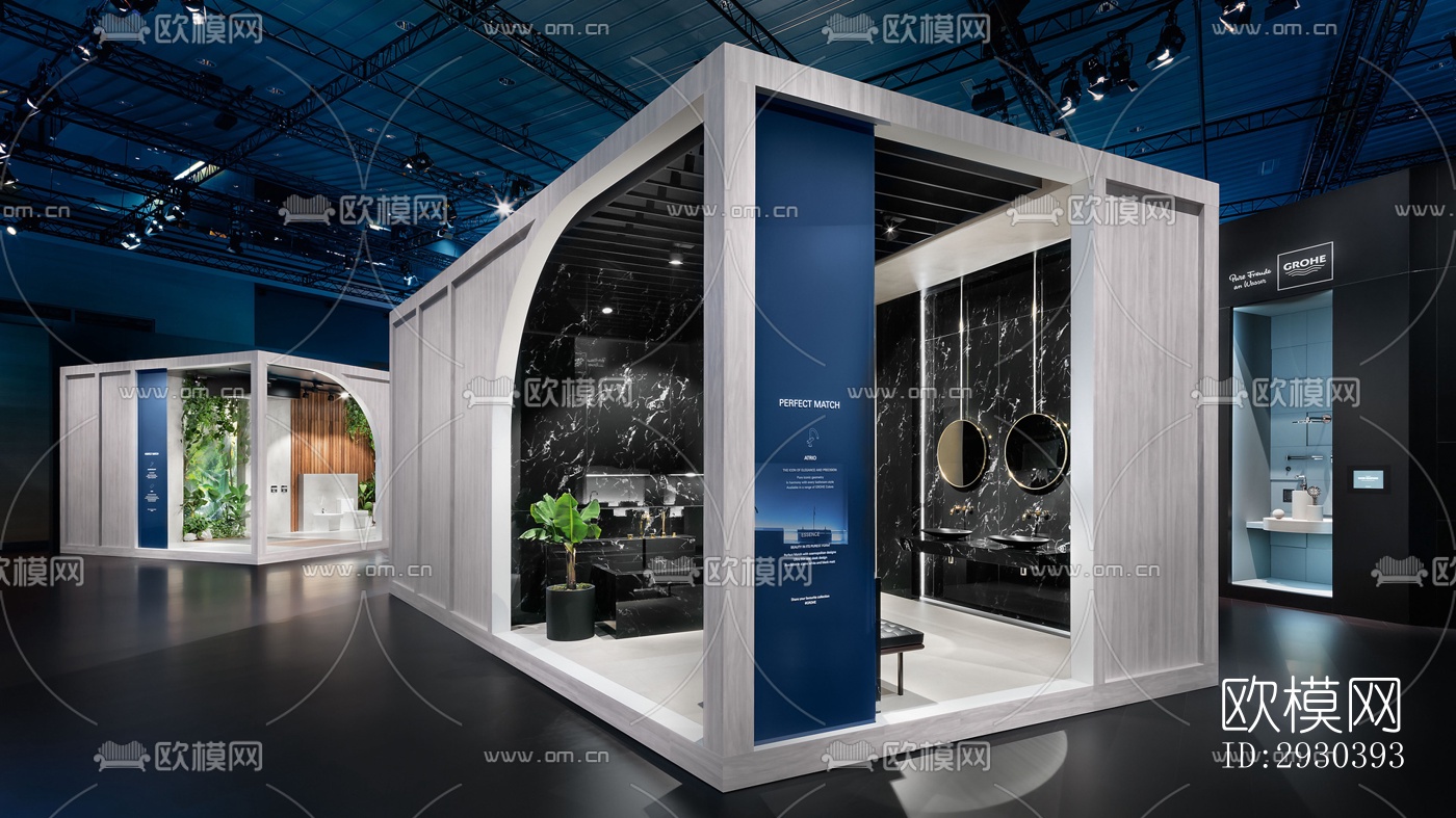 高级灰展览展厅效果图效果图-设计效果图ID:2930393-欧模网