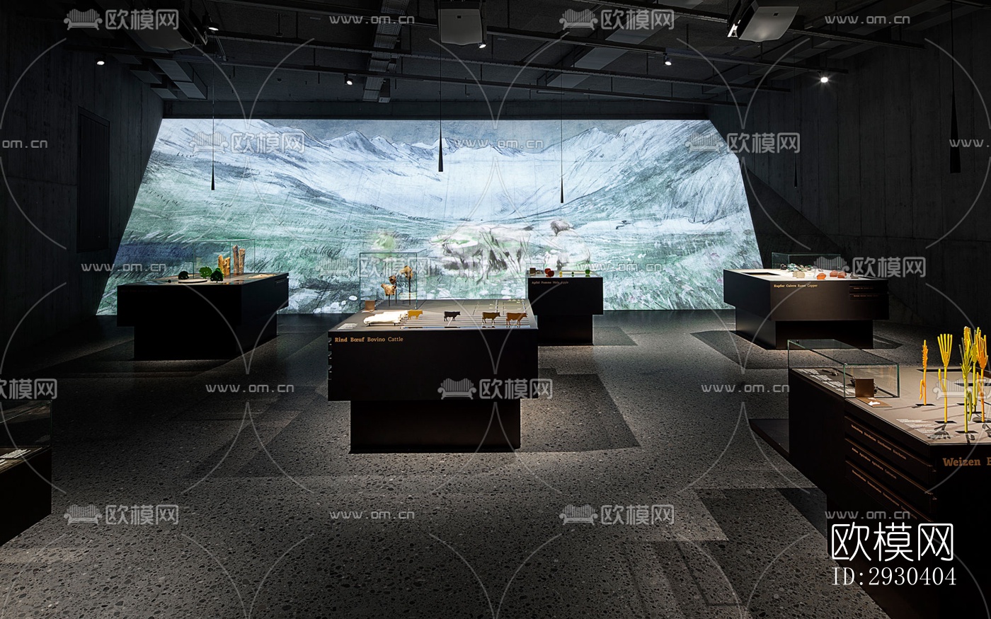 高级灰展览展厅效果图下载（渲染图6）