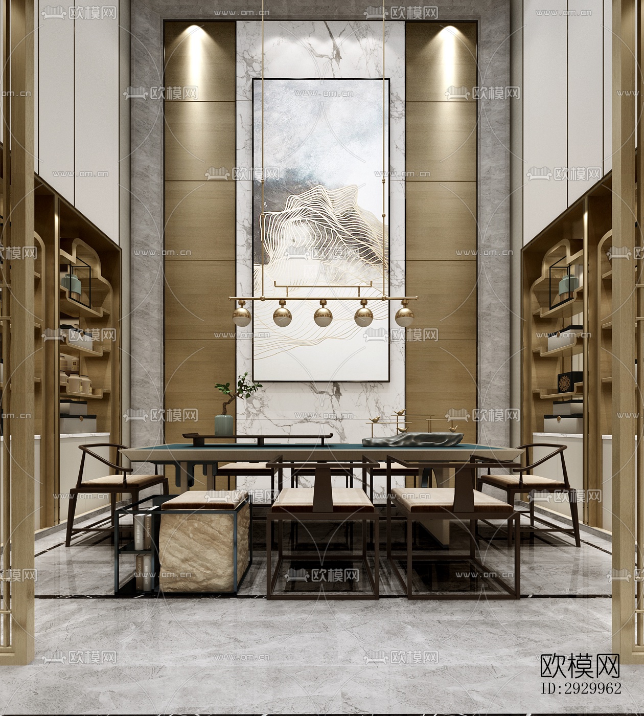 新中式售楼处效果图下载（渲染图5）