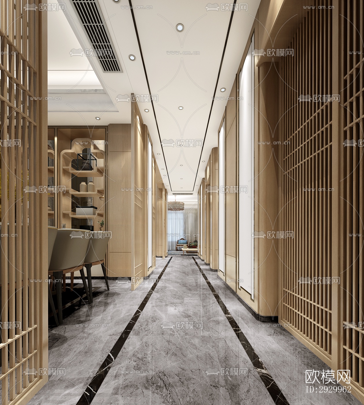 新中式售楼处效果图下载（渲染图1）