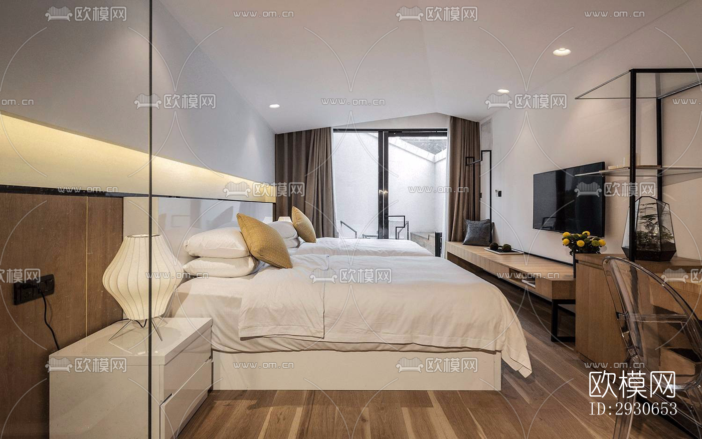 现代酒店民宿效果图下载（渲染图2）